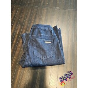 Pzi Women Blue Dark Wash‎ Flare Boot Cut Stretch Denim Jeans 10 Short 32" Inseam